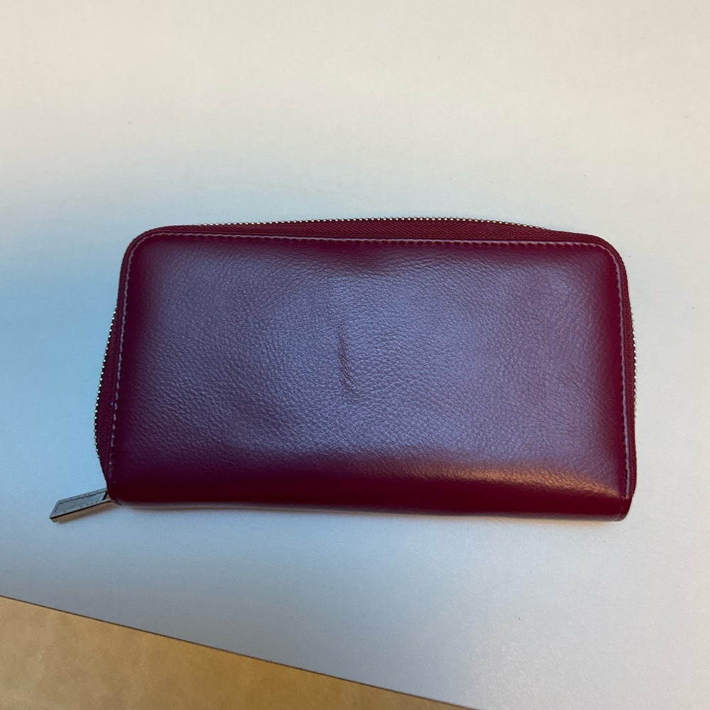 Burgundy Leather Zip Wallet